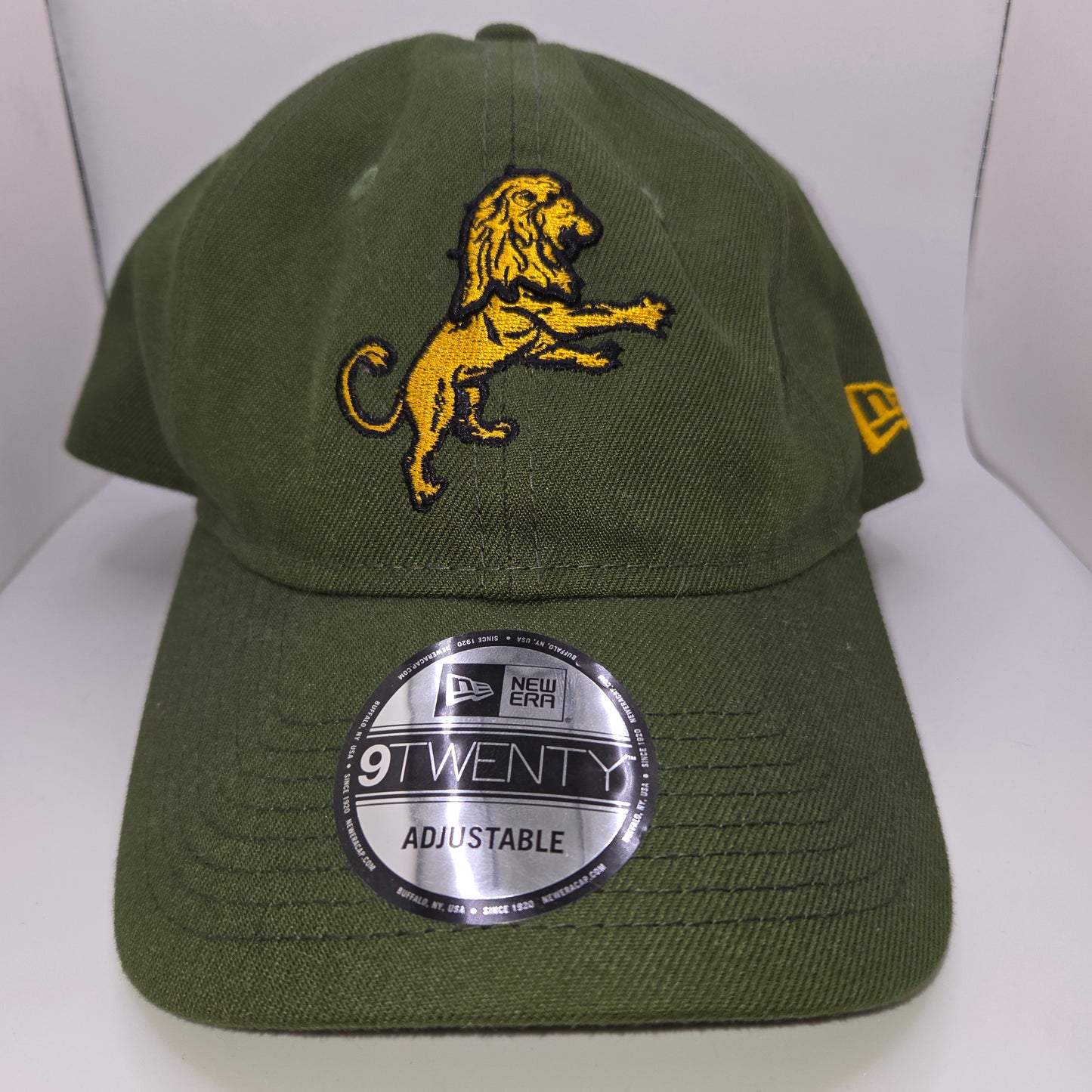 New Era 9Twenty Adjustable Cap Hat Lion Judah Rasta Olive Green Yellow Logo