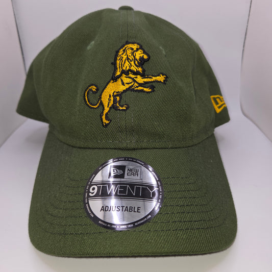 New Era 9Twenty Adjustable Cap Hat Lion Judah Rasta Olive Green Yellow Logo
