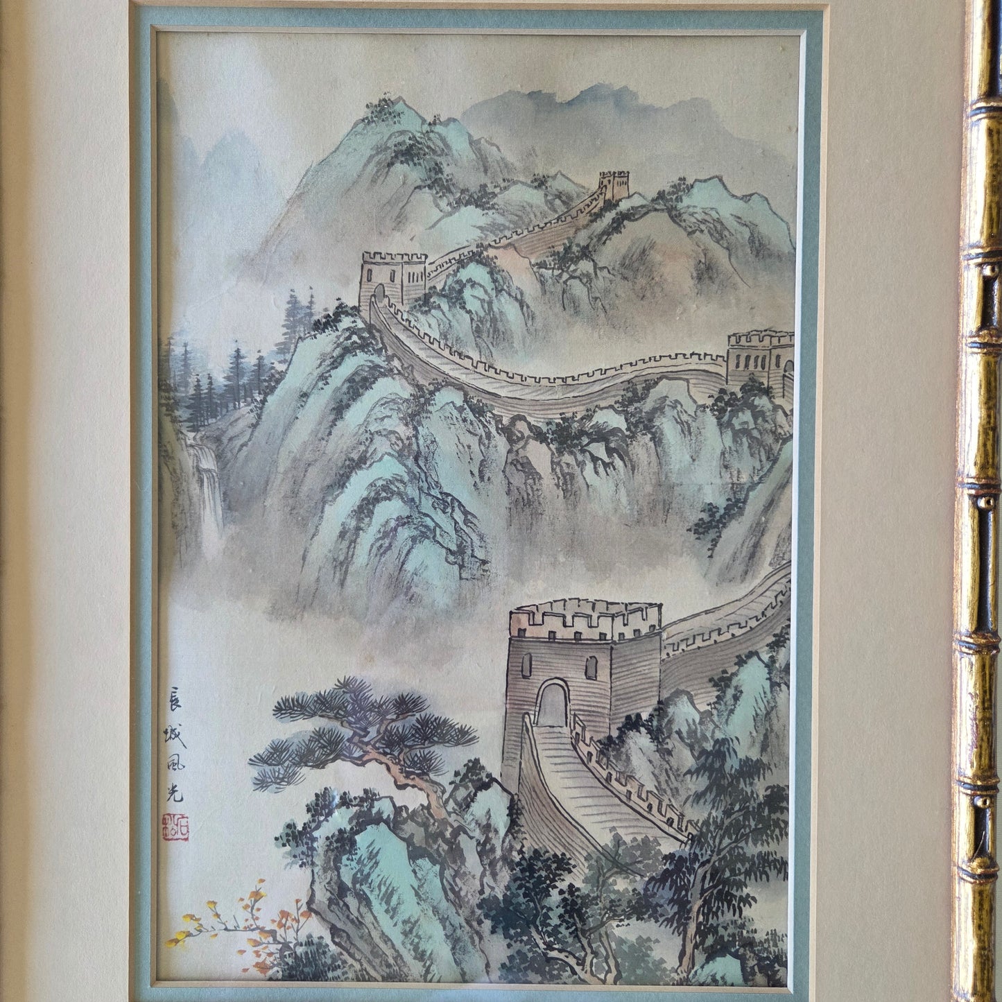 Original Chinese Watercolor Painting The Great Wall Mountain Lanscape Scene Art