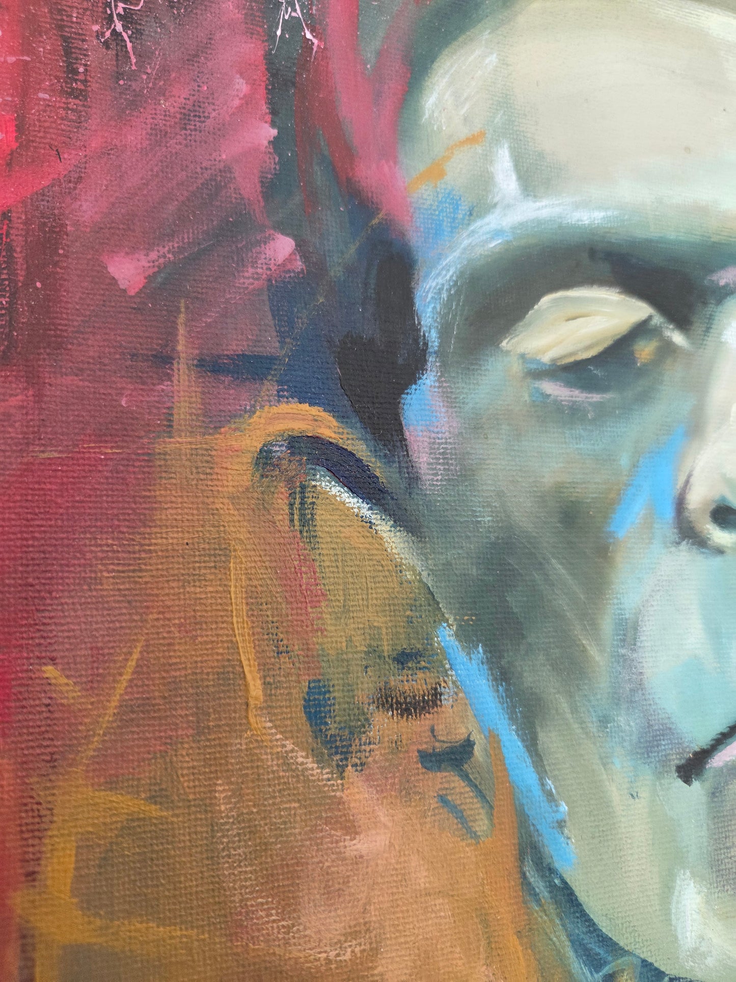Original Frankenstein's Monster Acrylic Painting Boris Karloff Horror Art Canvas