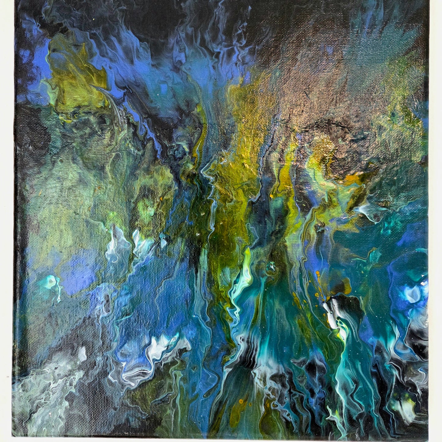 Original Abstract Acrylic Painting Blue Green Modern Fluid Art Contemporary Wall