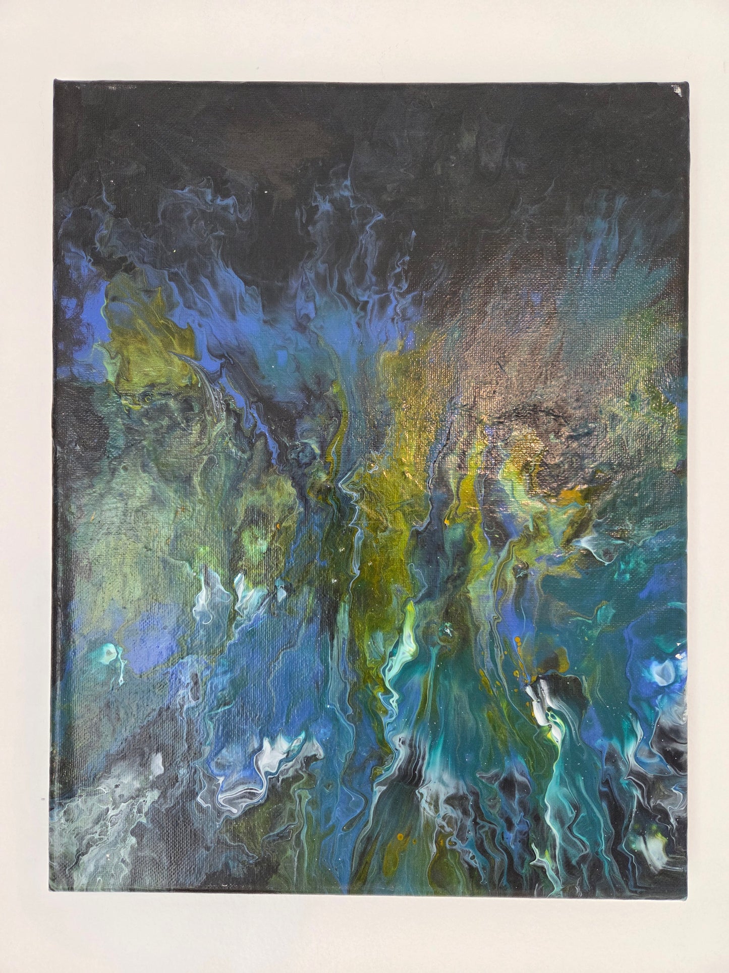 Original Abstract Acrylic Painting Blue Green Modern Fluid Art Contemporary Wall