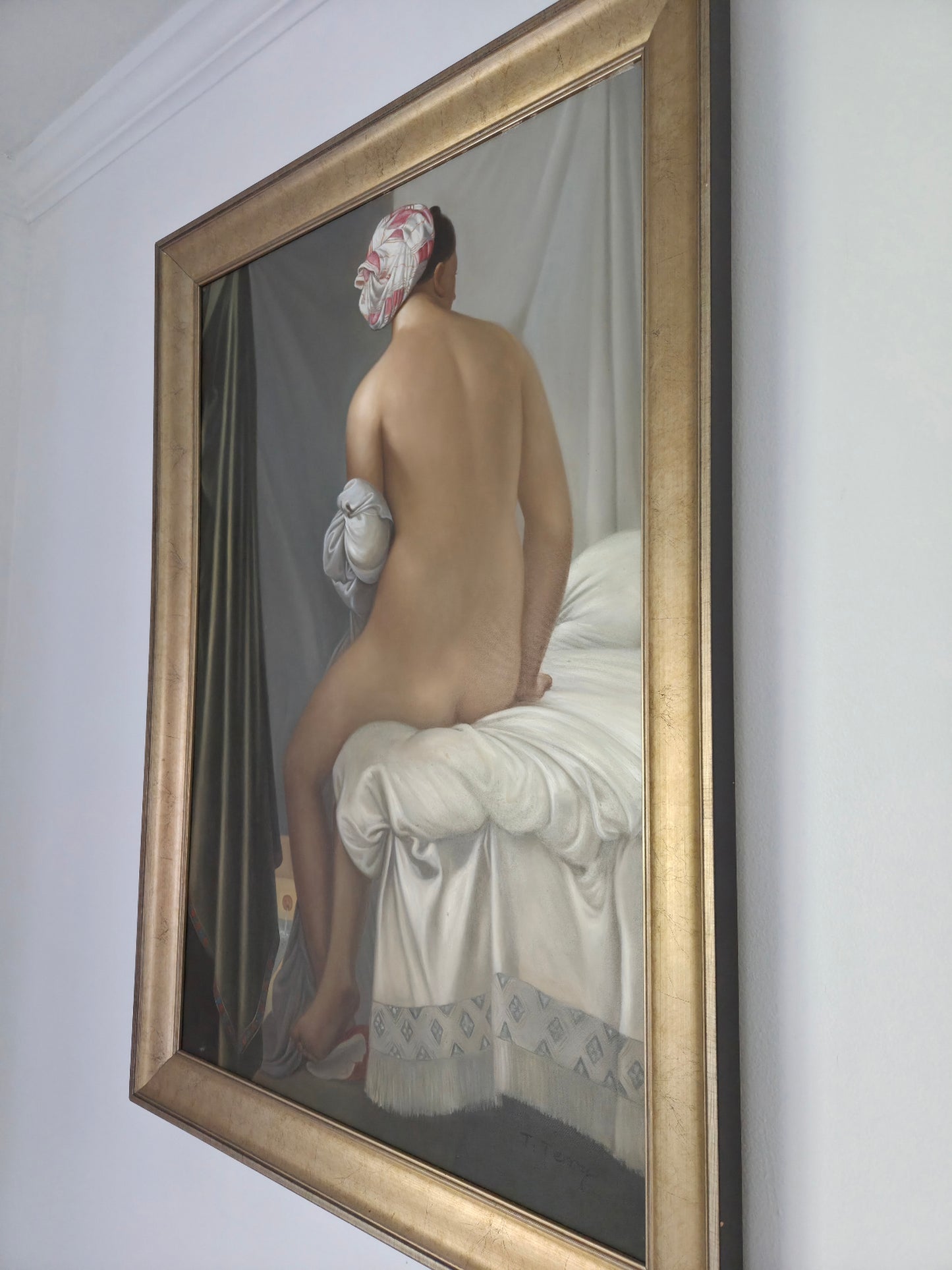 Valpinçon Bather Master Repro Oil On Canva Painting Signed T. Terry After Ingres