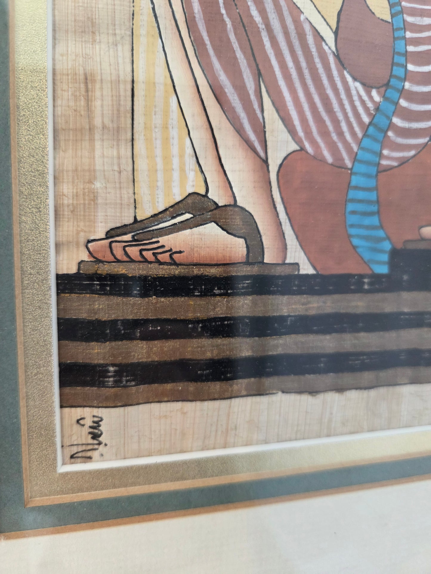 Original Hand Painted Authentic Egyptian Papyrus Signed Pharaoh Queen Art Decor