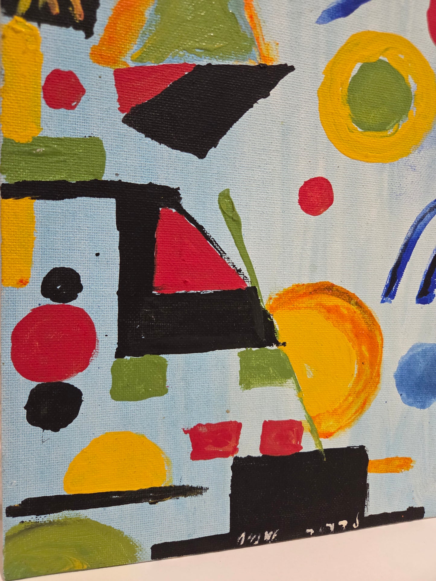 Original Acrylic Painting Canvas Abstract Geometric Shapes Colors Artwork Signed