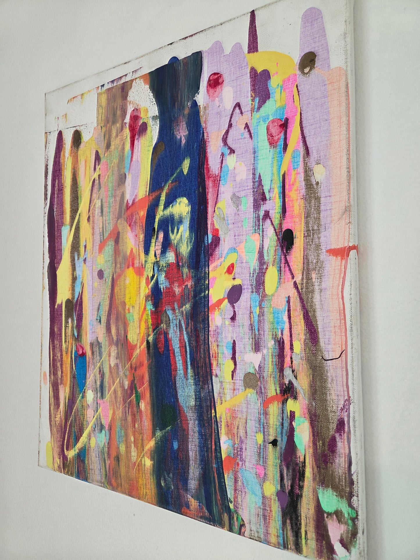 Original Colorful Abstract Painting Canvas Modern Expressionist Vibrant Drip Art
