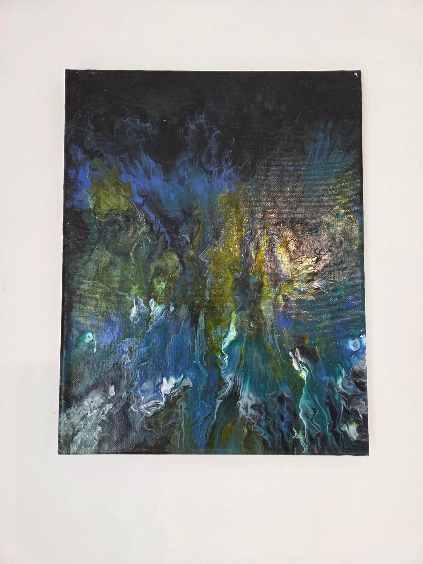 Original Abstract Acrylic Painting Blue Green Modern Fluid Art Contemporary Wall