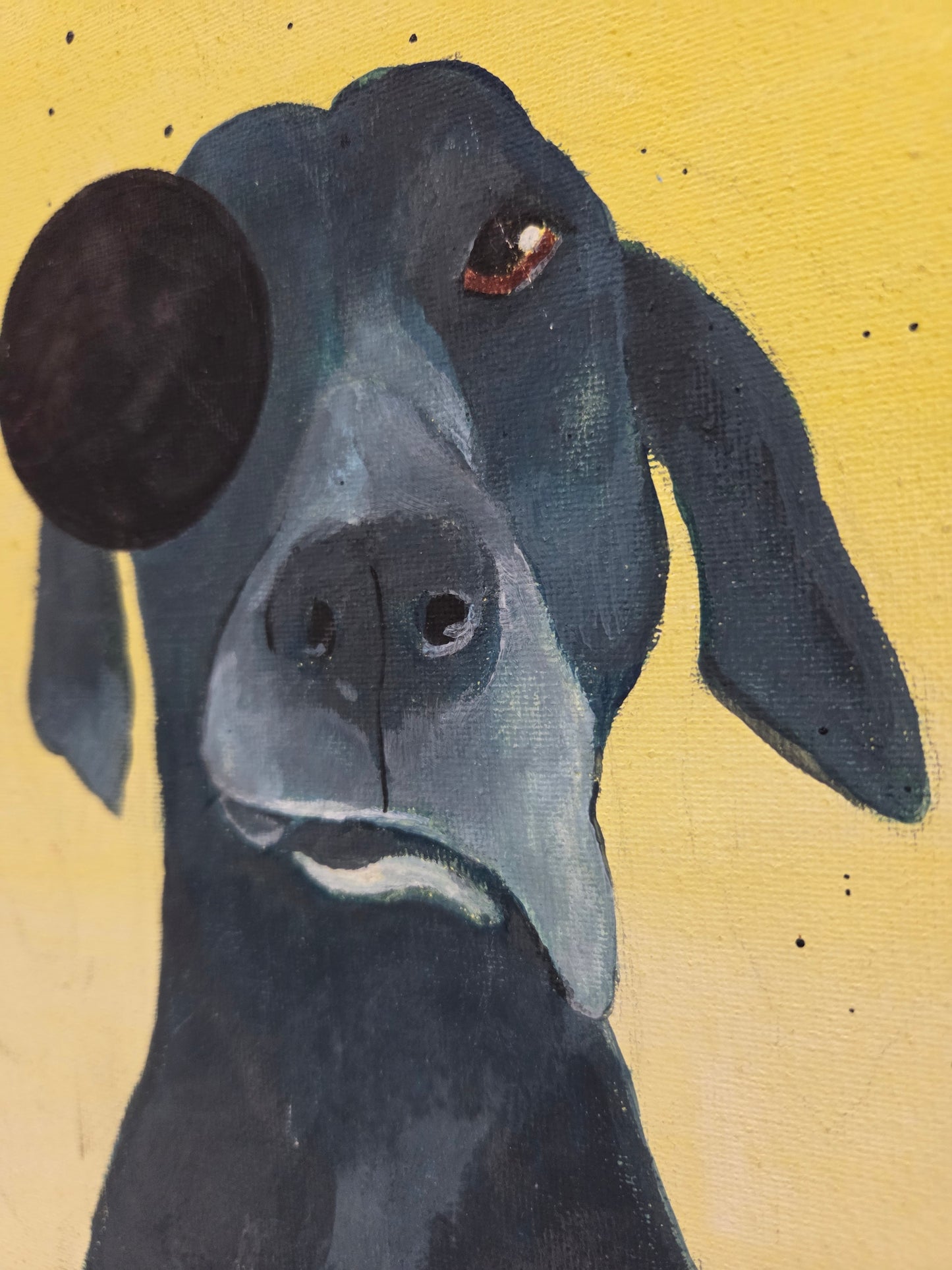 Original Painting On Canvas Dog Black Lab Great Dane Pointer Artwork Paw Pet Art