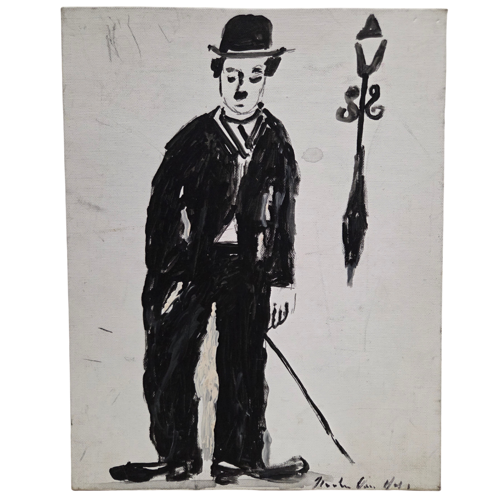 Original Painting On Canvas Charlie Chaplin Artwork Signed Art Film Decor 3 of 3