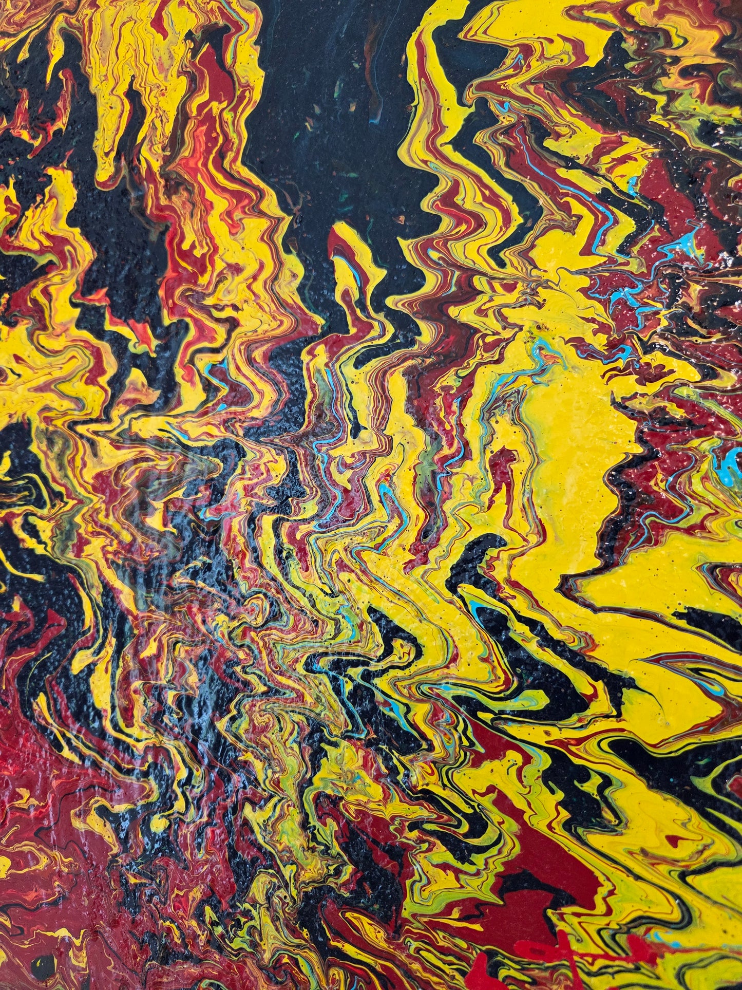Original Kathy Linden Abstract Art Hand Painted Canvas 24x30 Signed Acrylic pour