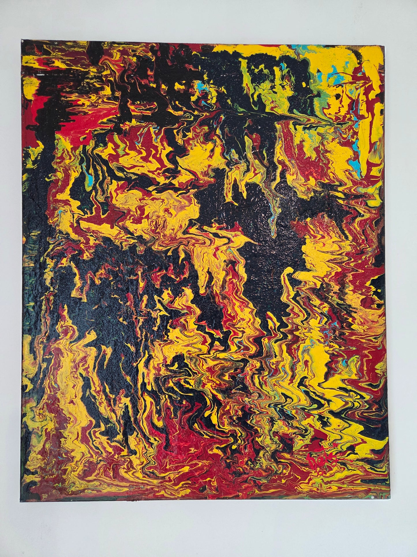 Original Kathy Linden Abstract Art Hand Painted Canvas 24x30 Signed Acrylic pour