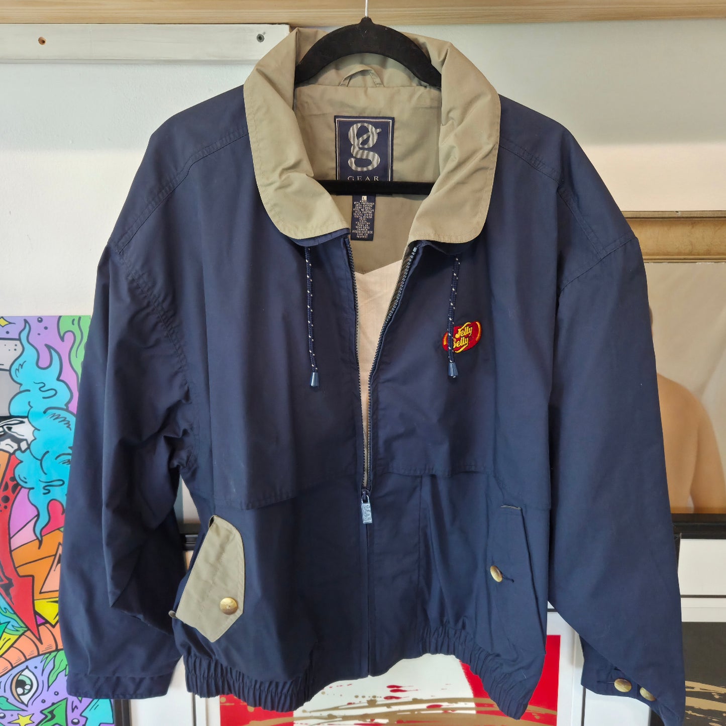 Gear For Sports Mens Windbreaker Jacket Jelly Belly Bean Logo Vintage 90s Coat XL