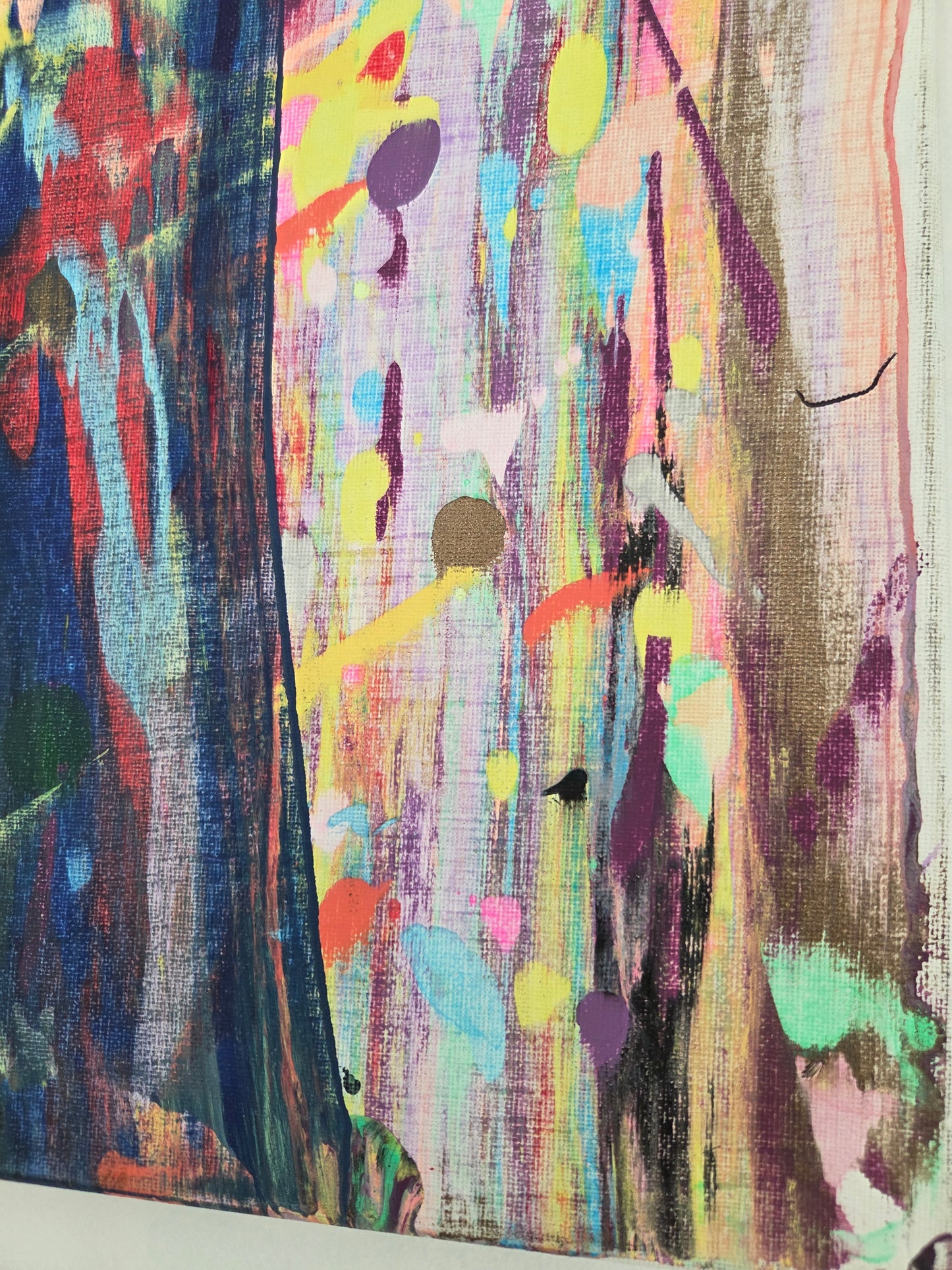 Original Colorful Abstract Painting Canvas Modern Expressionist Vibrant Drip Art