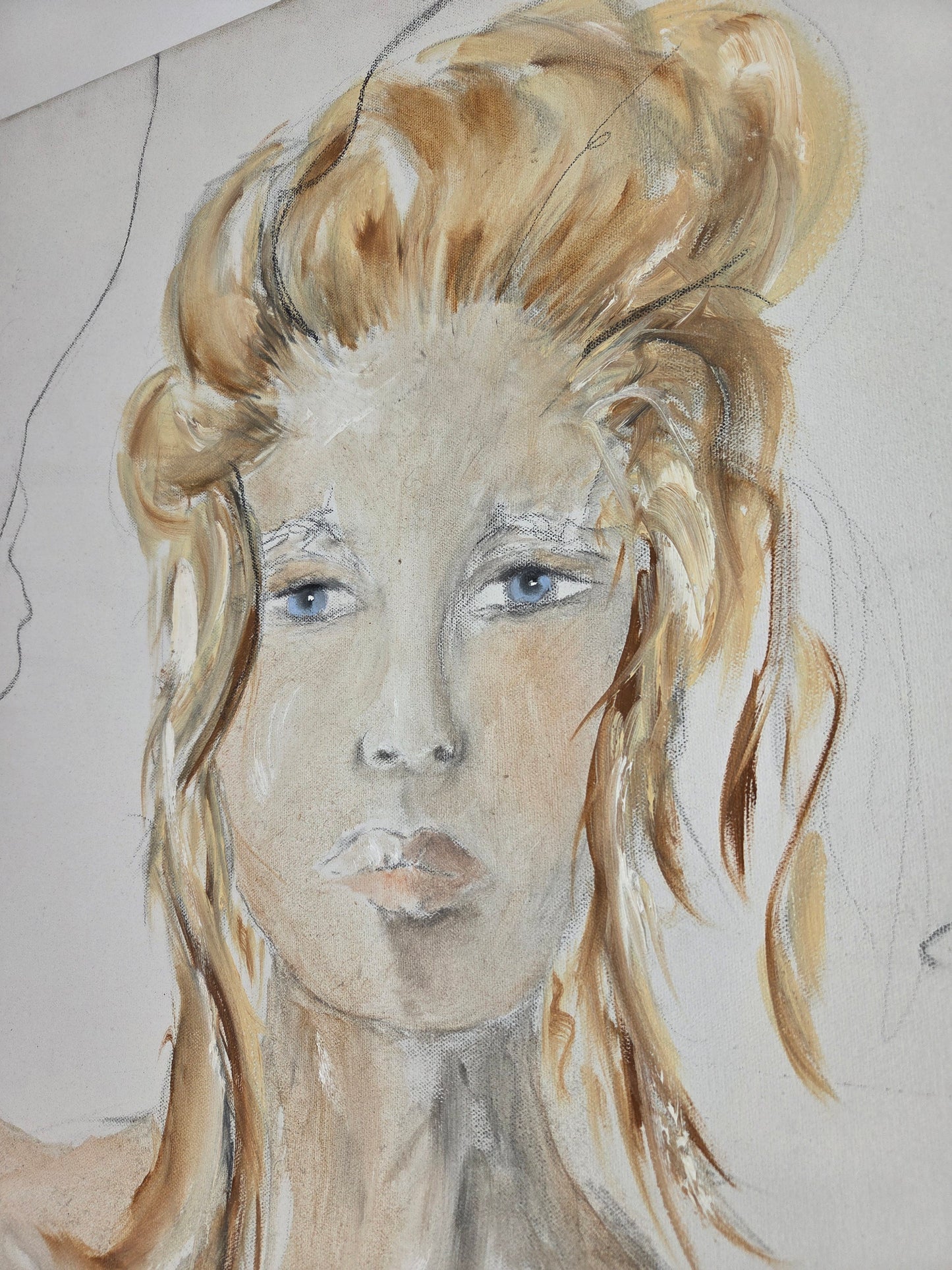Large Original Hand Painted Art Drawing Canvas Woman Lady Figure Artist Sketch
