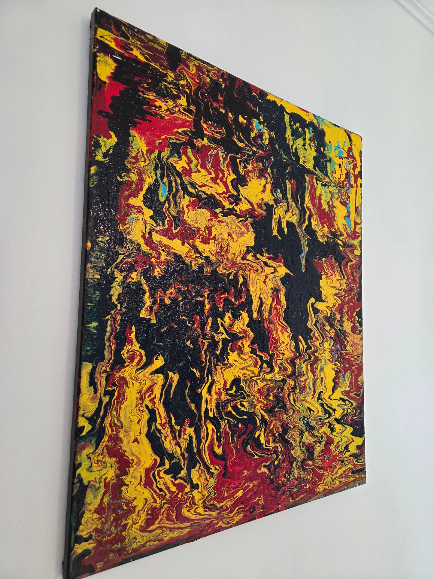 Original Kathy Linden Abstract Art Hand Painted Canvas 24x30 Signed Acrylic pour