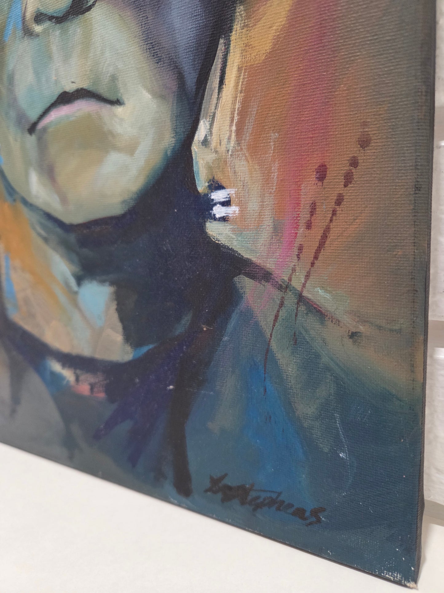 Frankenstein Monster Original Painting On Canvas Signed Horror Art Boris Karloff