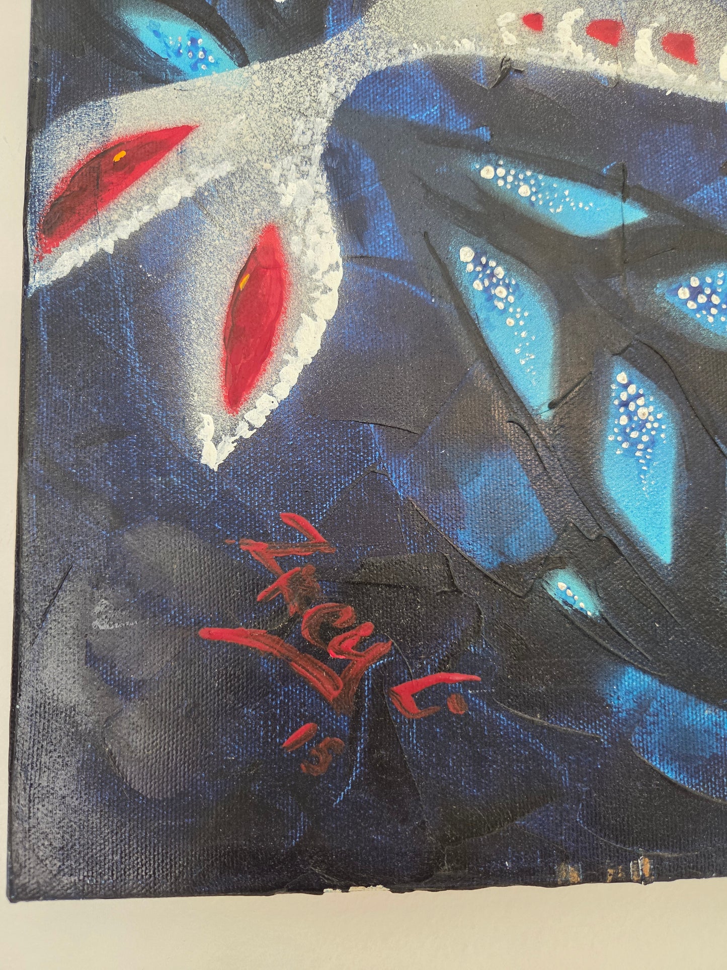 Original Abstract Koi Fish Painting - Modern Blue Marine Ocean Contemporary Art