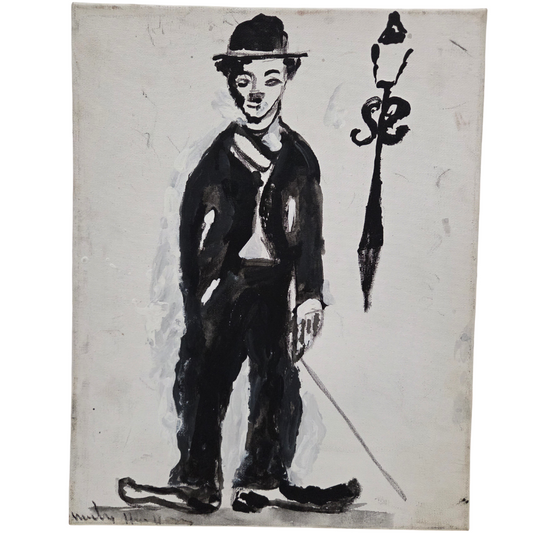 Original Painting On Canvas Charlie Chaplin Artwork Signed Art Film Decor 1 of 3