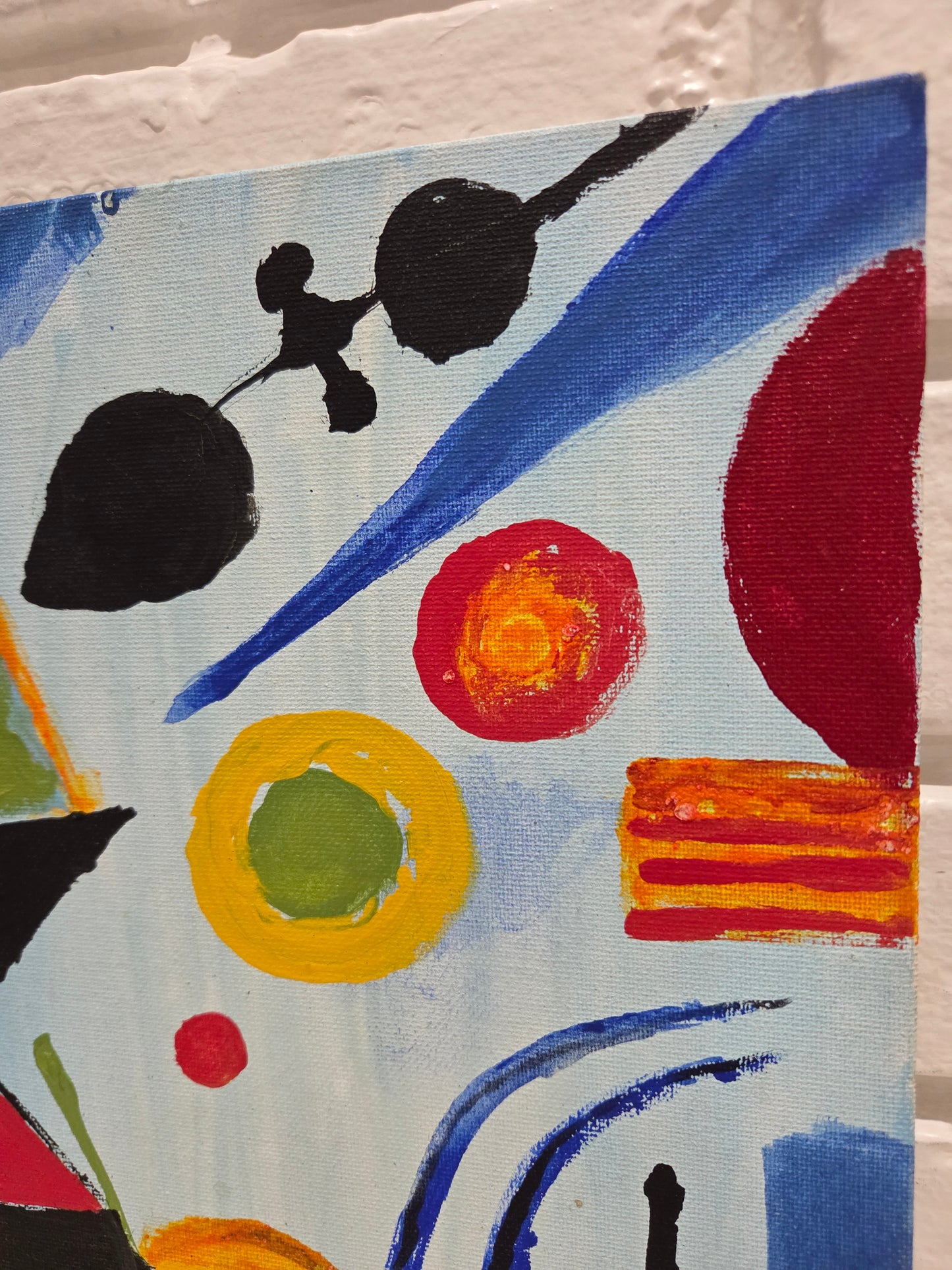 Original Acrylic Painting Canvas Abstract Geometric Shapes Colors Artwork Signed