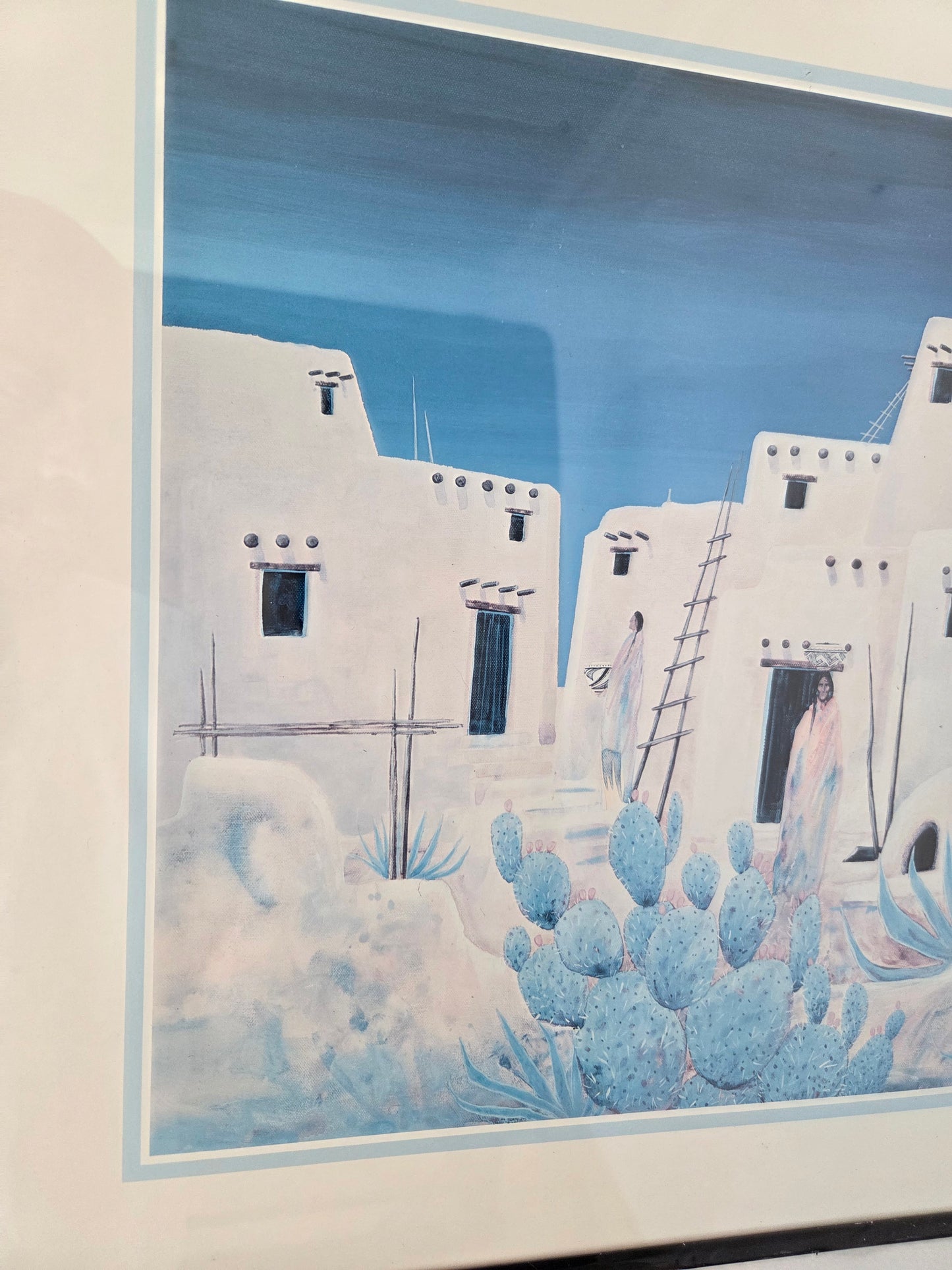 Southwestern Desert Adobe Pueblo Native Boho Blue Jim Prindiville Wall Art Print