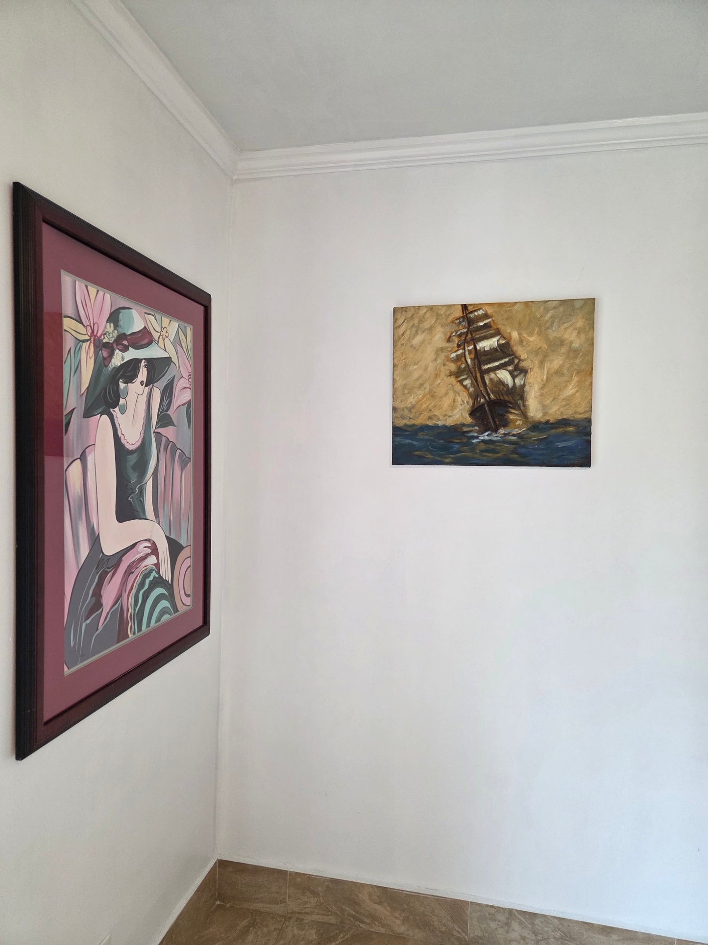 Original Sailing Ship Painting Nautical Tall Ship Seascape Ocean Canvas Wall Art