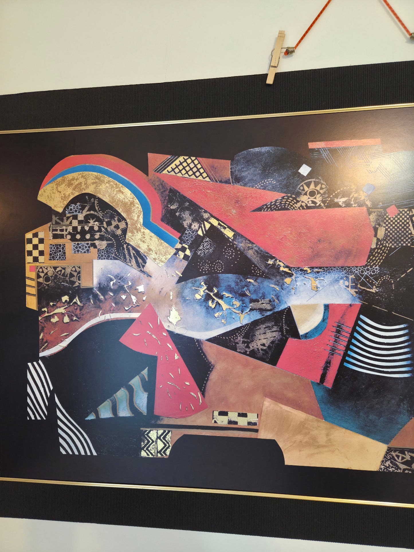 John Douglas "Momentary Lapse of Time" Large Abstract Framed Print Gold Leaf Art
