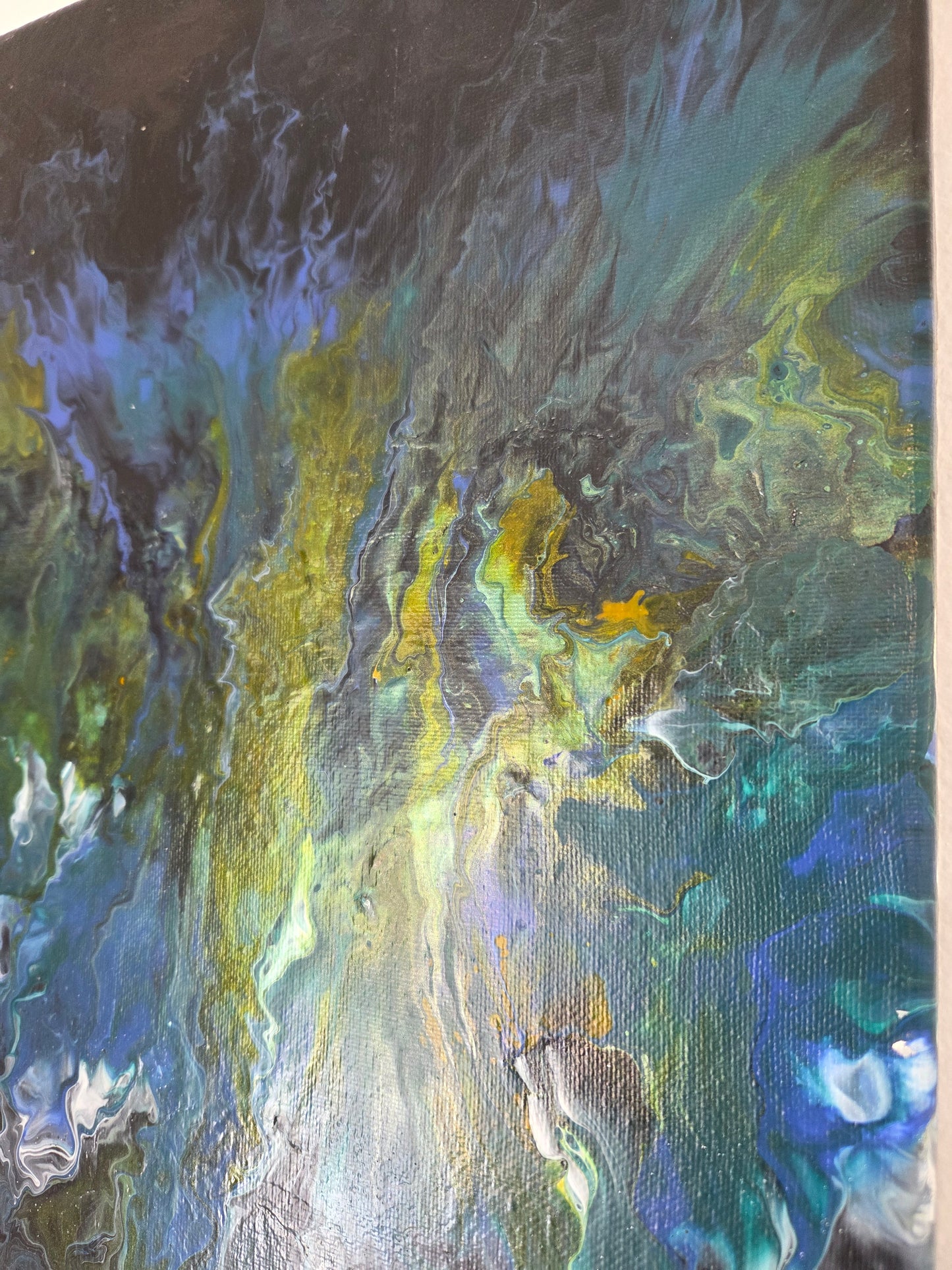 Original Abstract Acrylic Painting Blue Green Modern Fluid Art Contemporary Wall