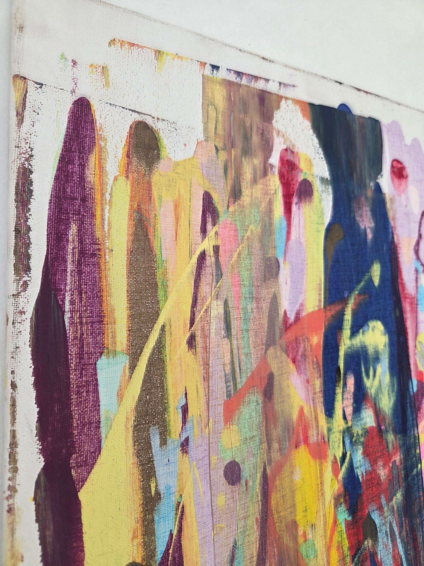 Original Colorful Abstract Painting Canvas Modern Expressionist Vibrant Drip Art