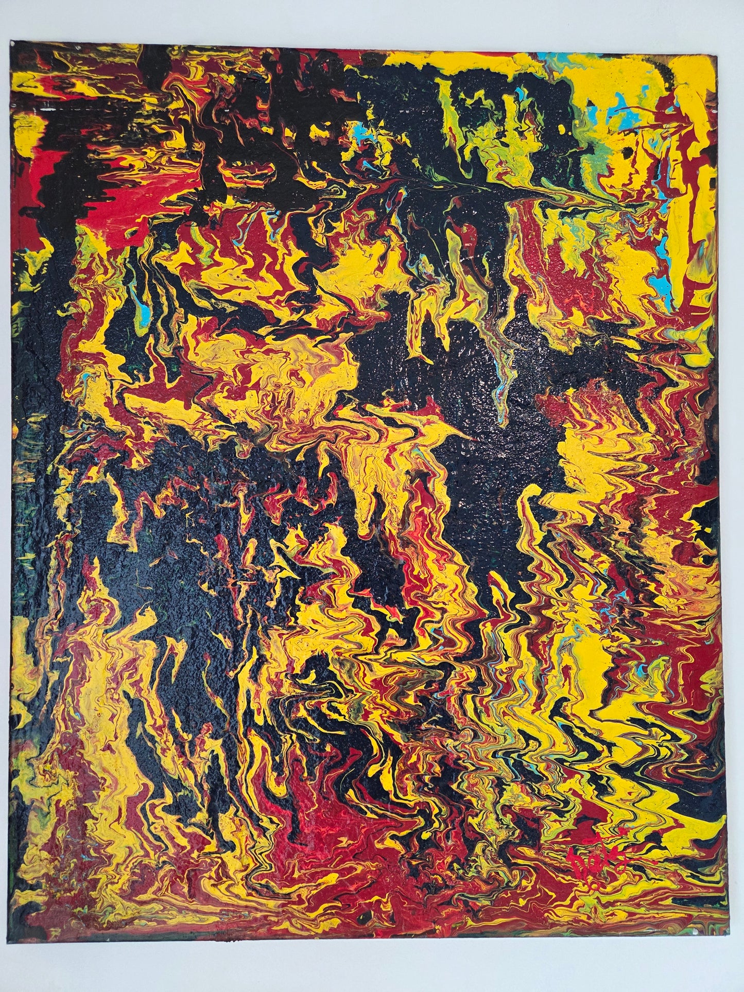 Original Kathy Linden Abstract Art Hand Painted Canvas 24x30 Signed Acrylic pour