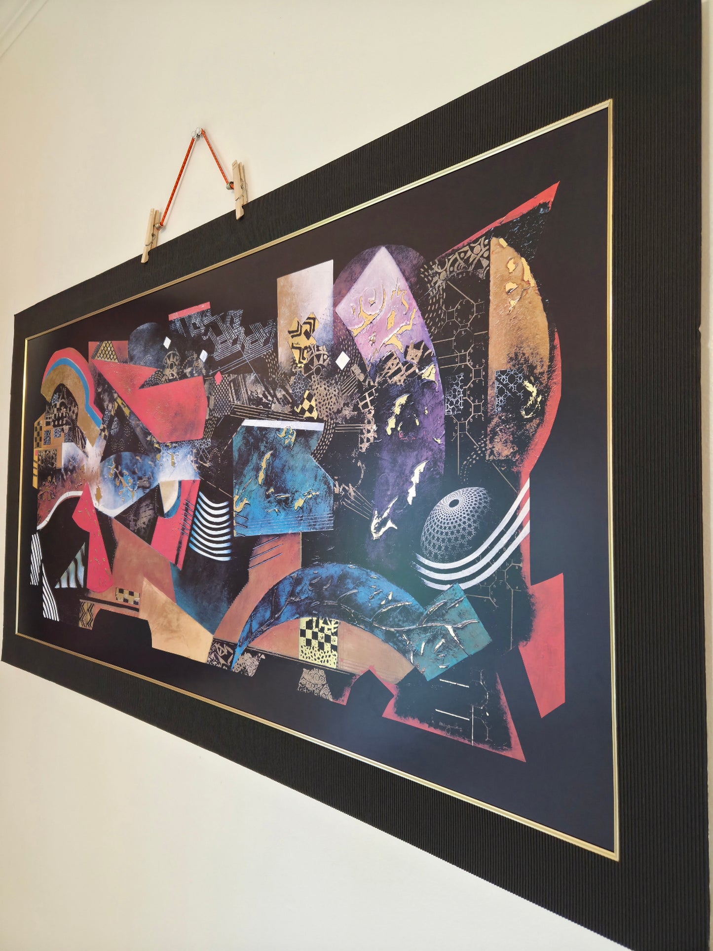 John Douglas "Momentary Lapse of Time" Large Abstract Framed Print Gold Leaf Art