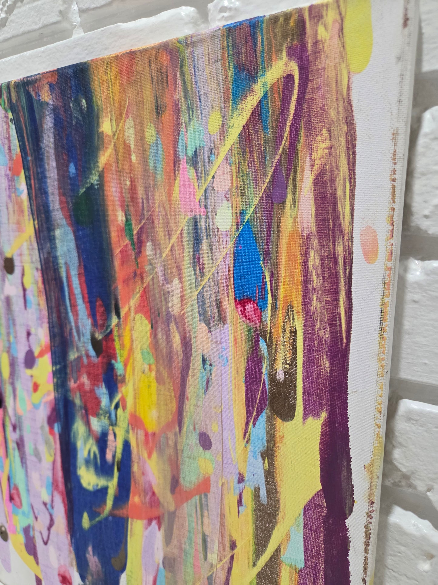 Original Abstract Painting On Canvas Modern Vibrant Colorful Drip Wall Art Decor