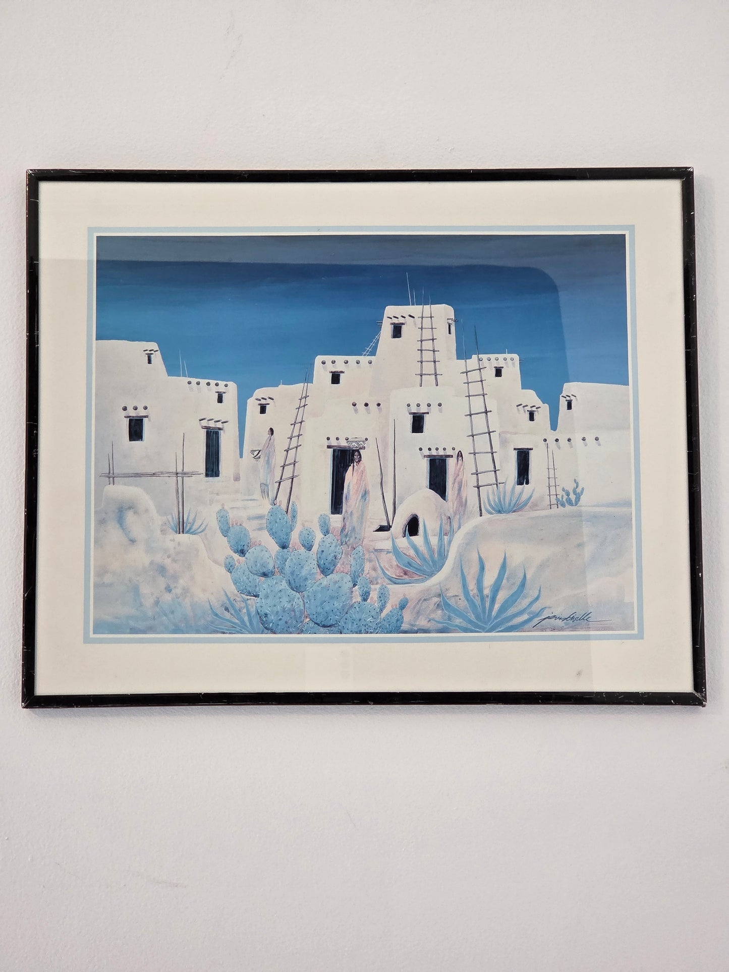 Southwestern Desert Adobe Pueblo Native Boho Blue Jim Prindiville Wall Art Print