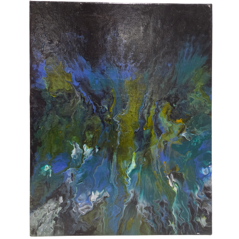 Abstract Acrylic Pour Original Painting On Canvas Blue Green Modern Wall Artwork
