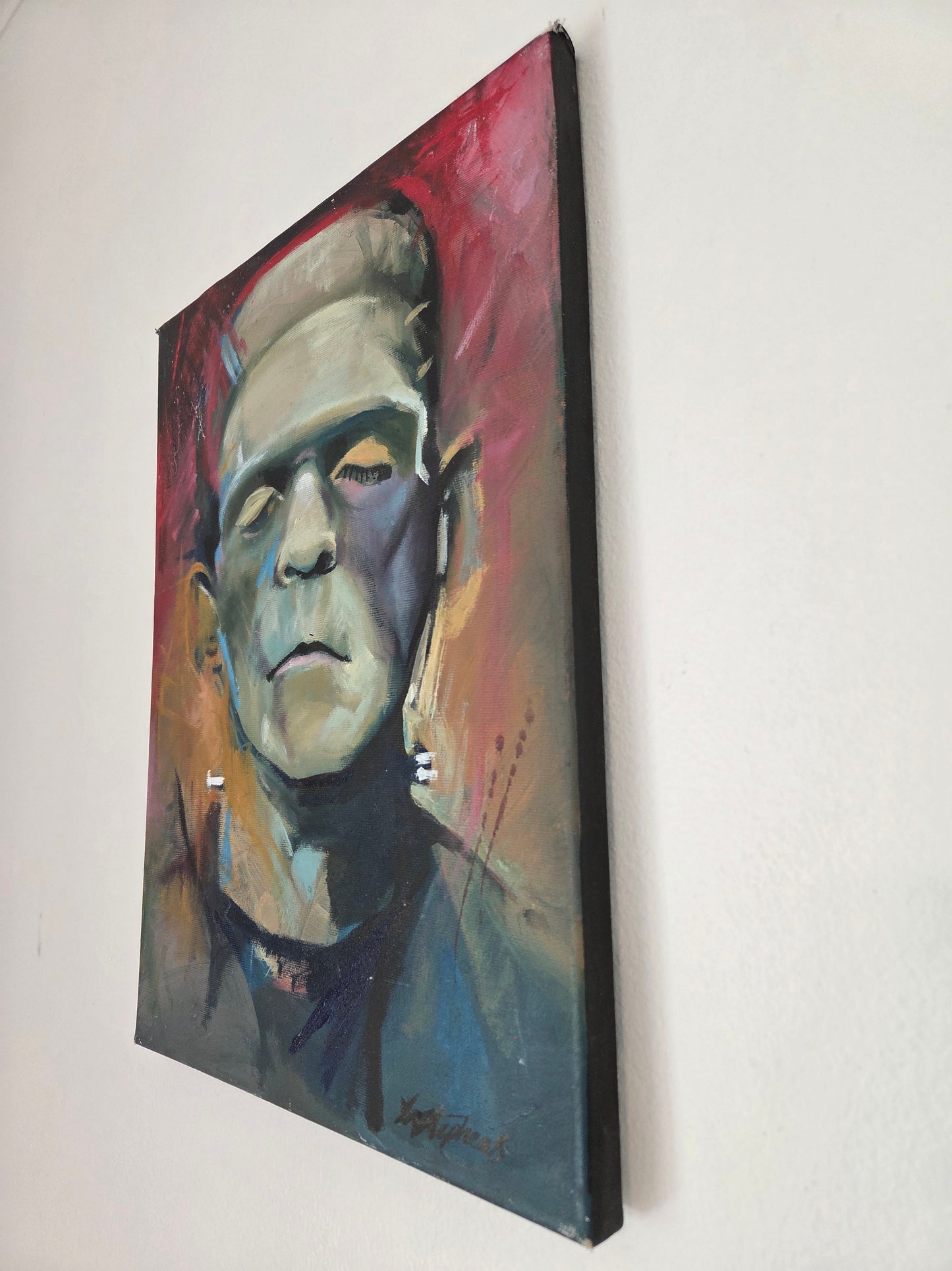Original Frankenstein's Monster Acrylic Painting Boris Karloff Horror Art Canvas