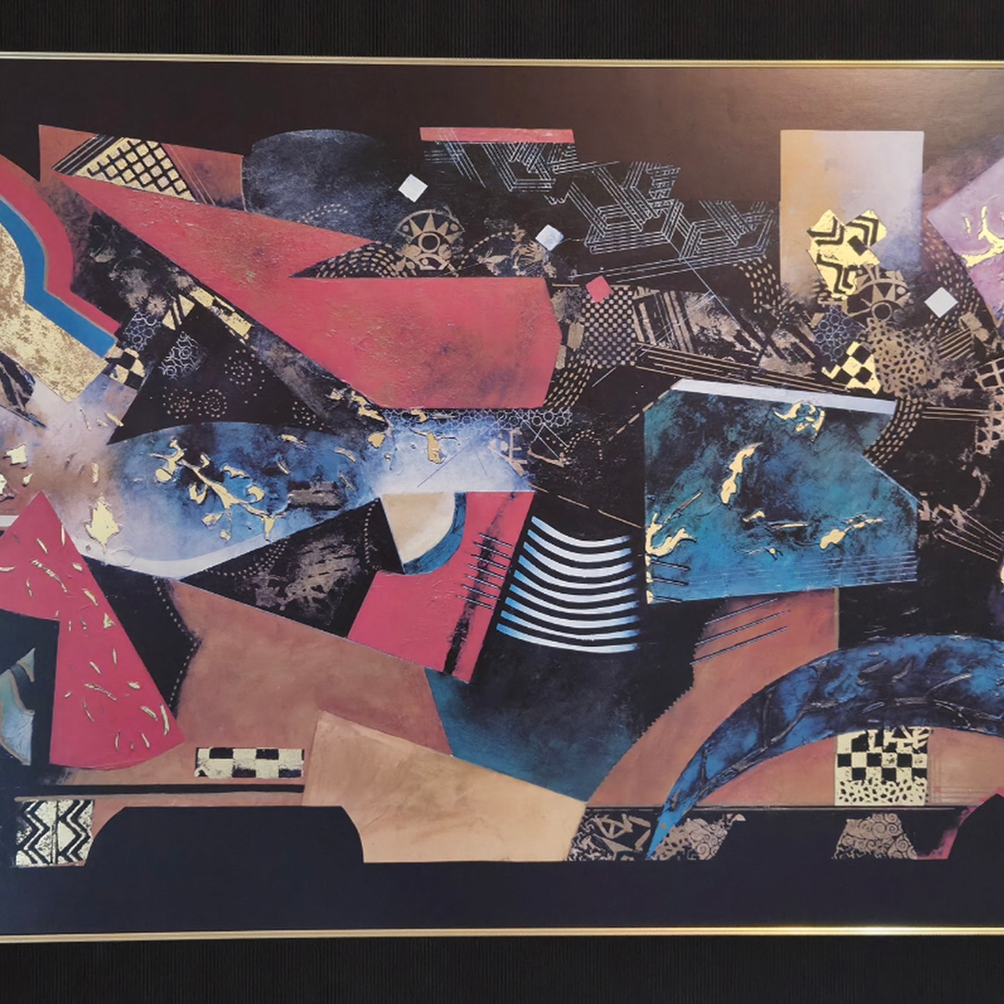 John Douglas "Momentary Lapse of Time" Large Abstract Framed Print Gold Leaf Art