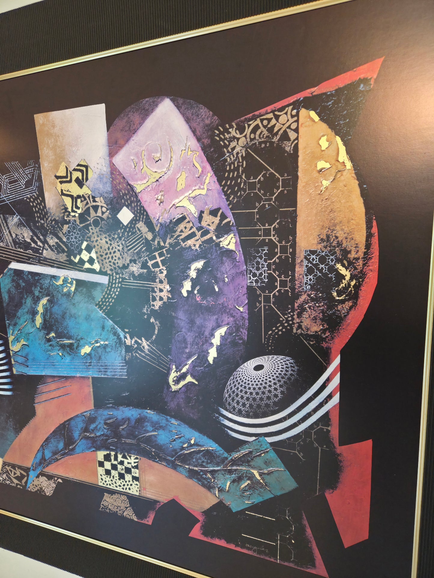 John Douglas "Momentary Lapse of Time" Large Abstract Framed Print Gold Leaf Art
