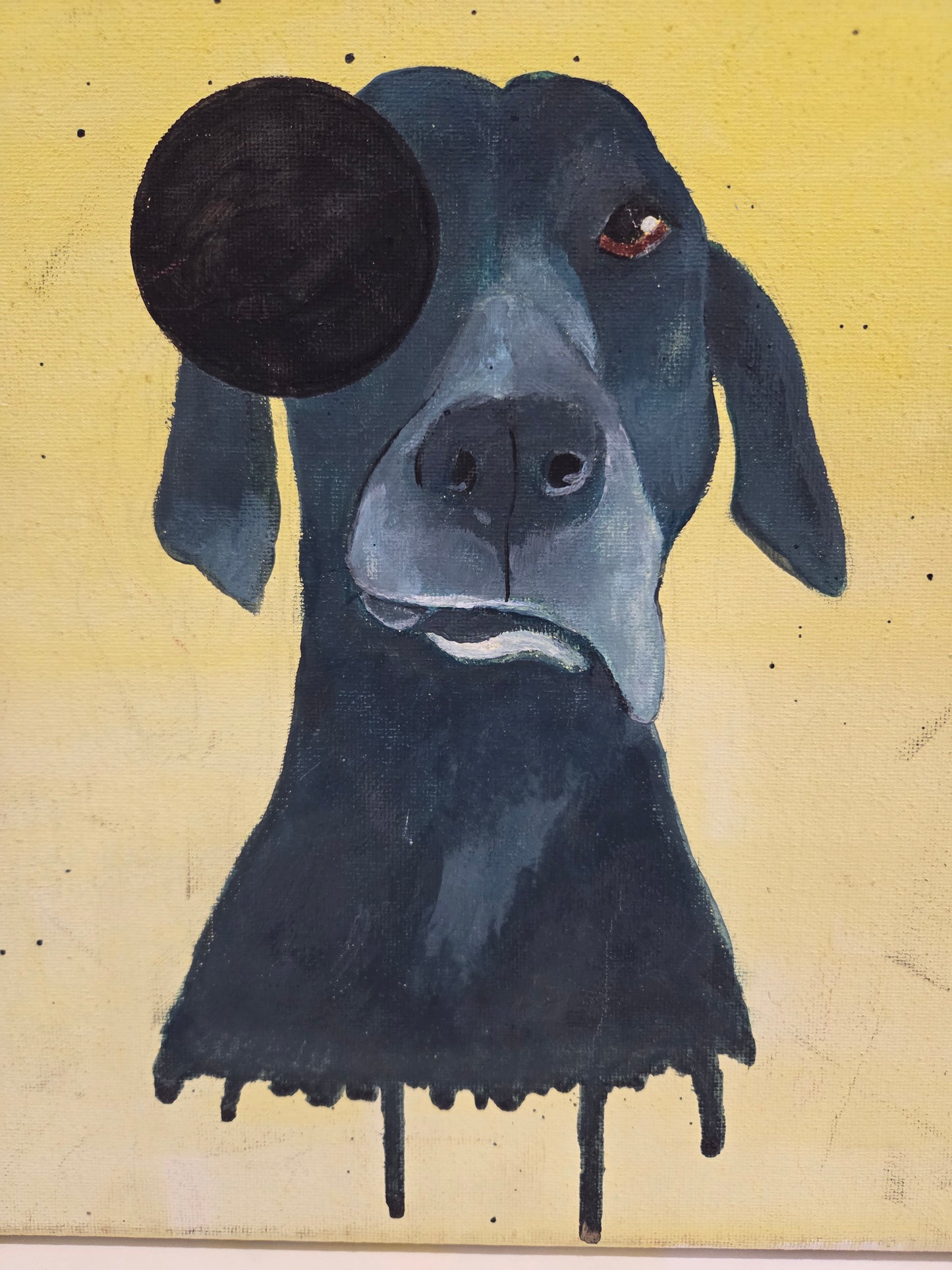 Original Painting On Canvas Dog Black Lab Great Dane Pointer Artwork Paw Pet Art
