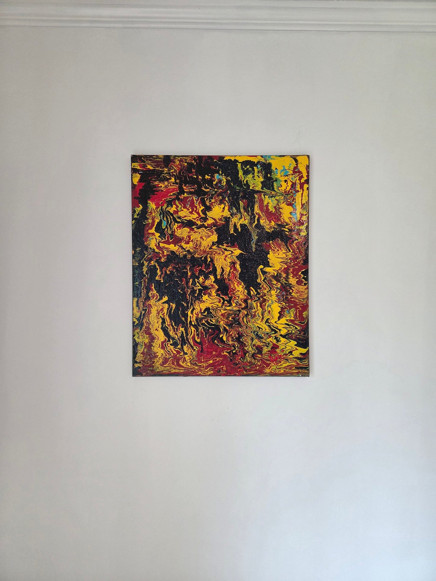 Original Kathy Linden Abstract Art Hand Painted Canvas 24x30 Signed Acrylic pour