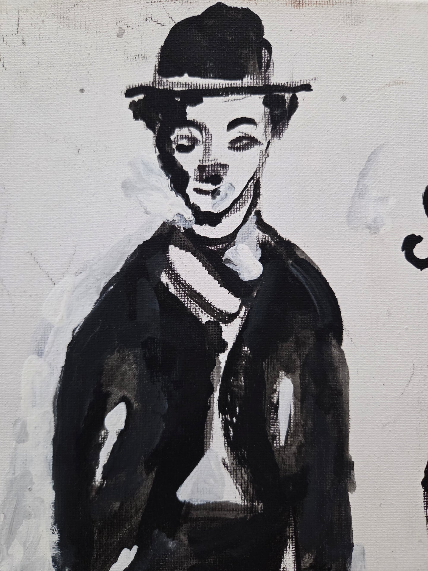 Original Painting On Canvas Charlie Chaplin Artwork Signed Art Film Decor 1 of 3