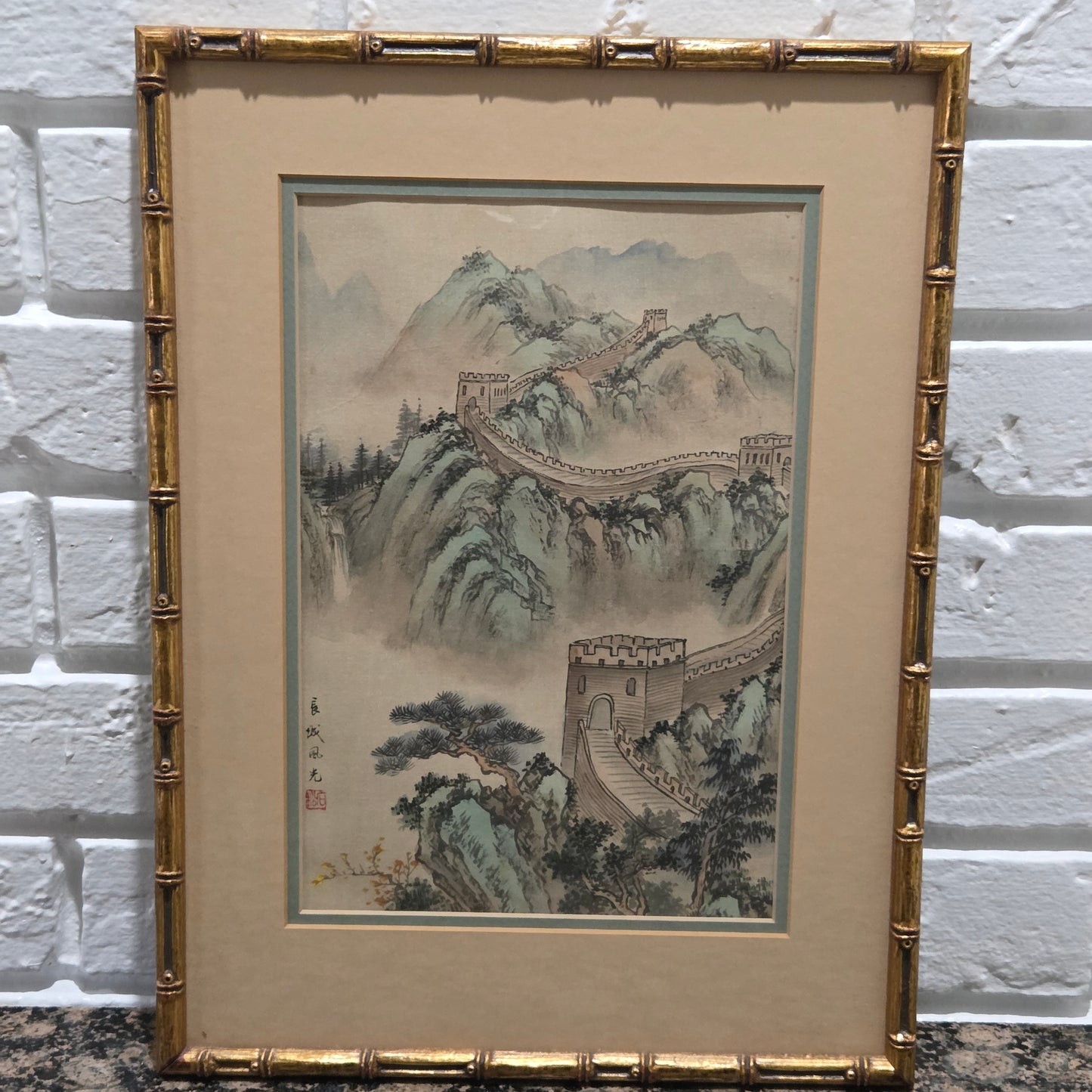 Original Chinese Watercolor Painting The Great Wall Mountain Lanscape Scene Art