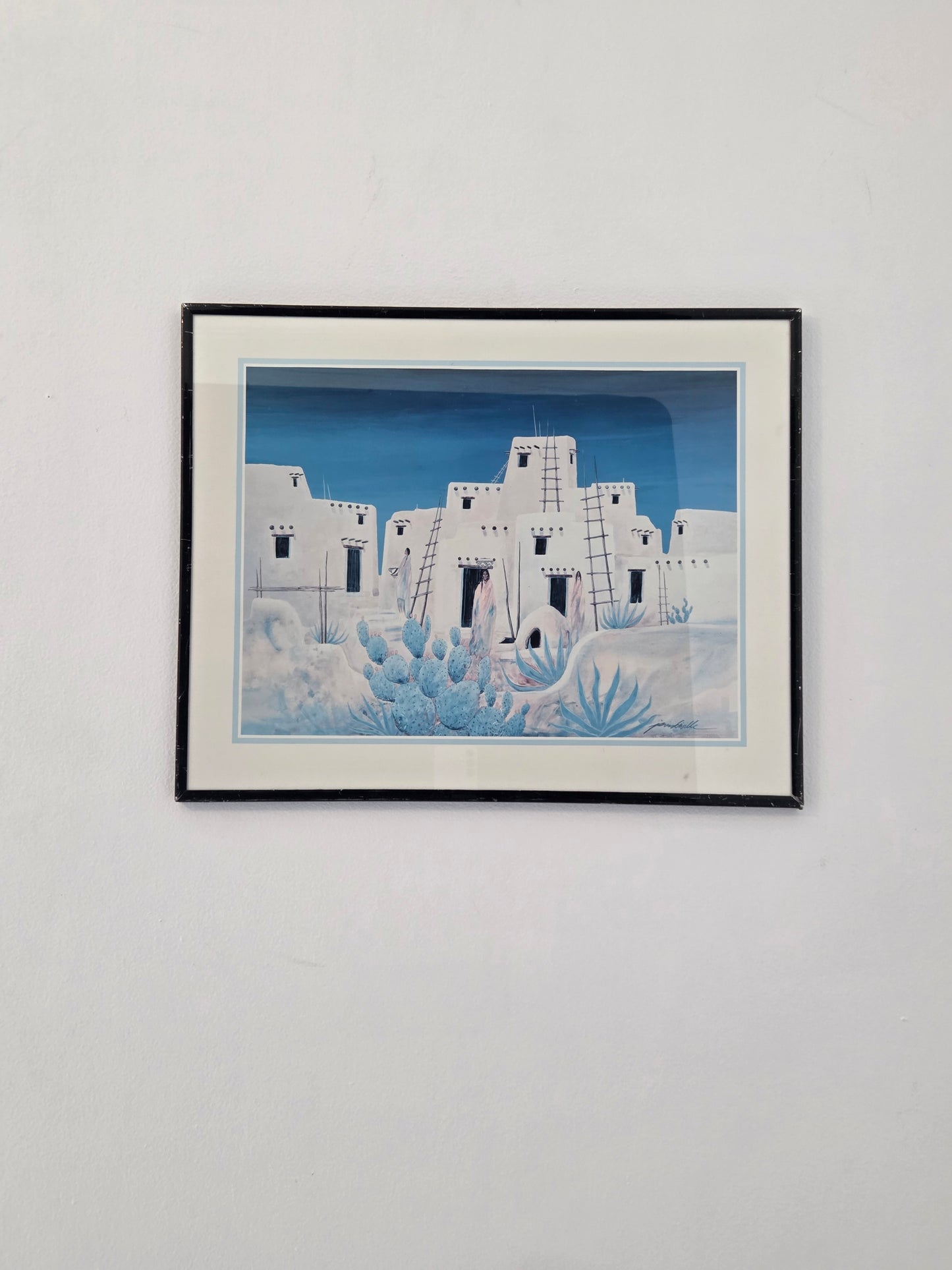 Southwestern Desert Adobe Pueblo Native Boho Blue Jim Prindiville Wall Art Print