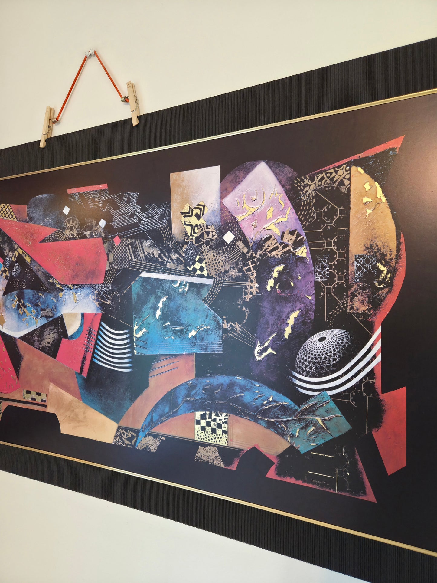 John Douglas "Momentary Lapse of Time" Large Abstract Framed Print Gold Leaf Art