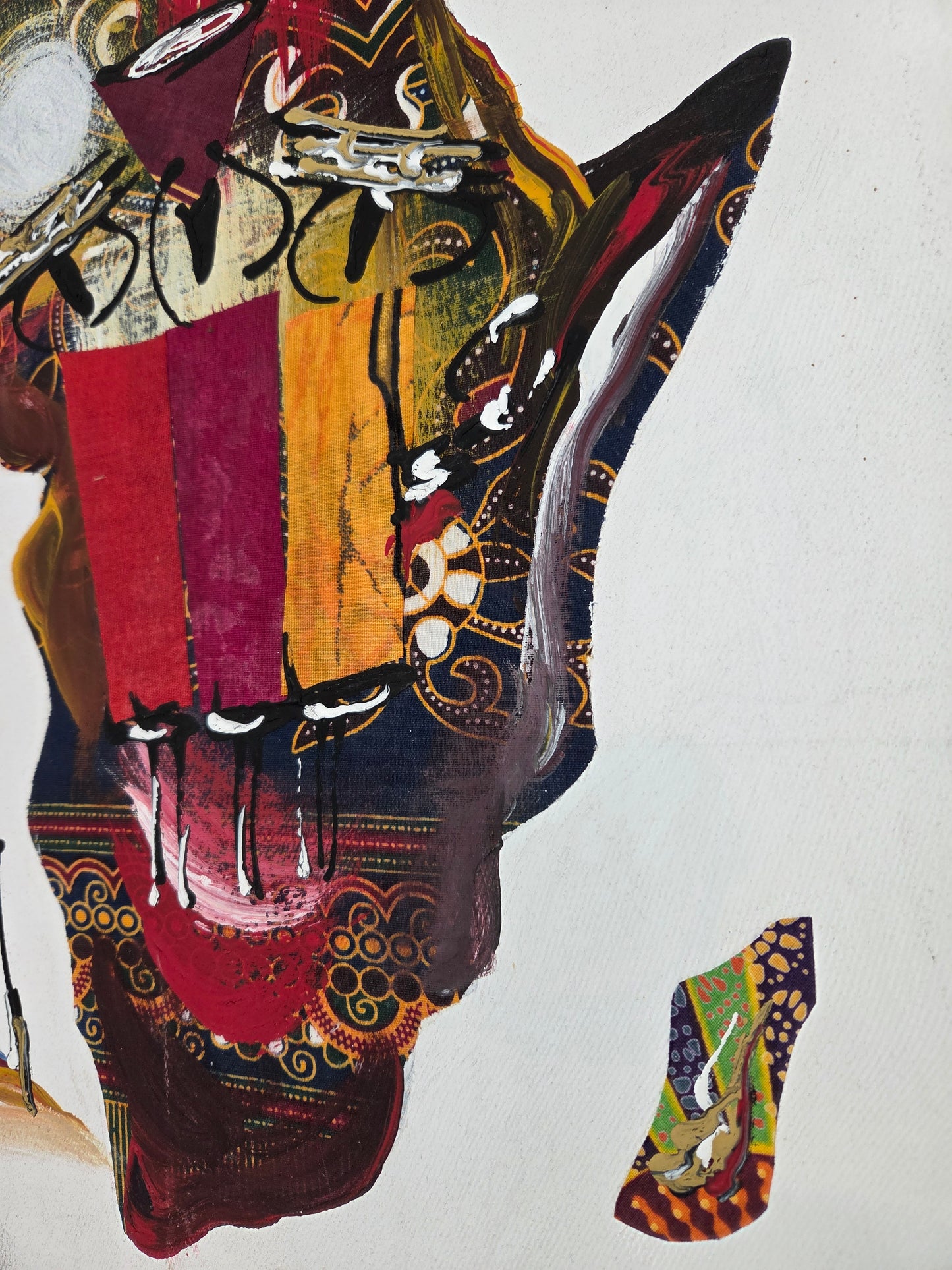 Original African Art Painting Africa Map Tribal Cultural Canvas Art Mixed Media