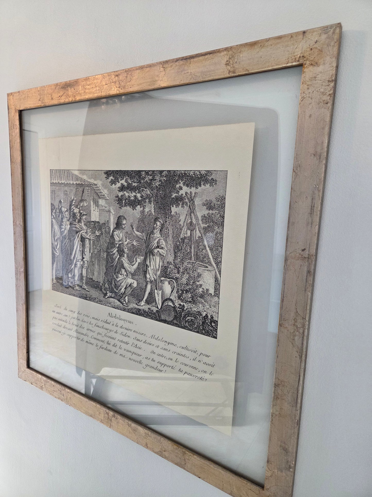 French Historical Engraving “Abdolonyme” After Monnet & Duflos 1785 Classical Scene Baker Reproduction Print Framed