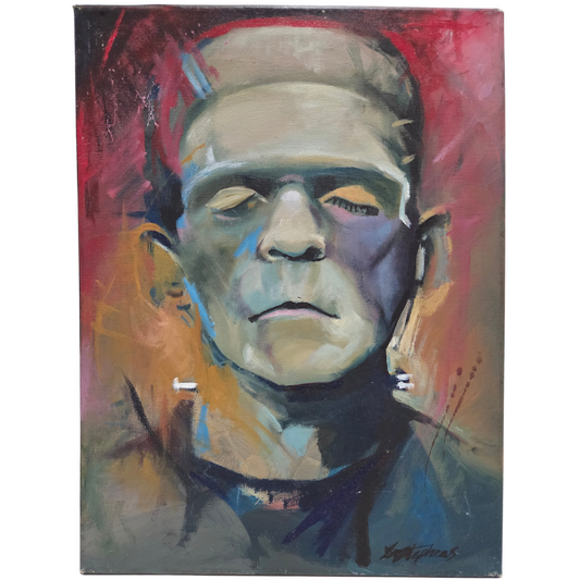 Frankenstein Monster Original Painting On Canvas Signed Horror Art Boris Karloff