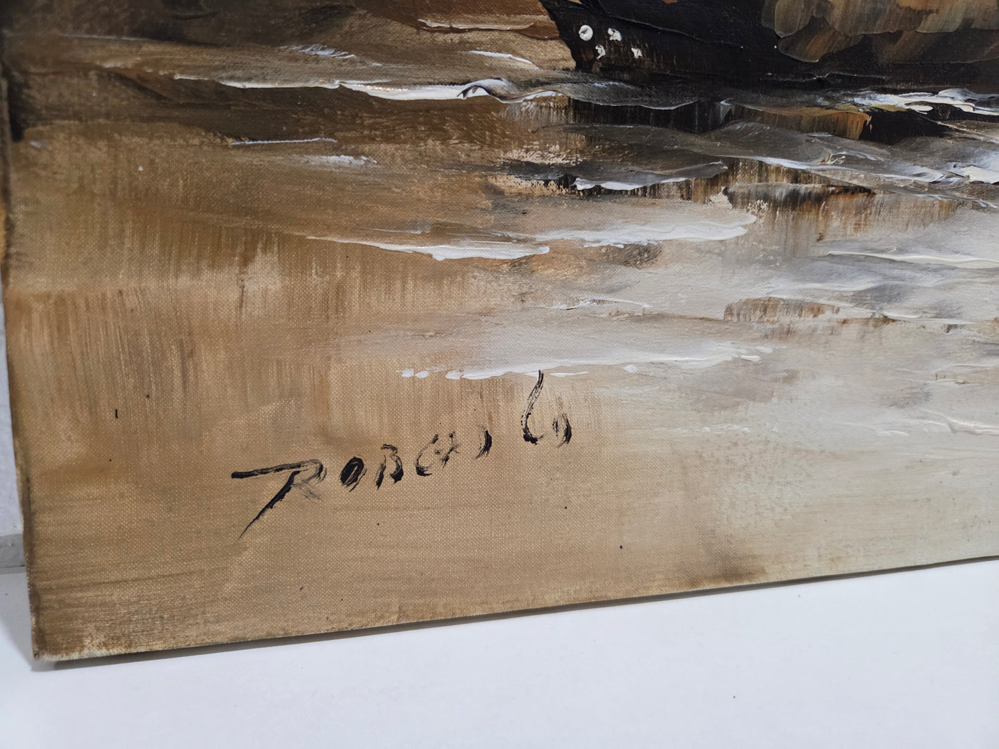 Asian Sailing Fishing Boat Ship Harbor Original Painting Canvas Signed Art Decor