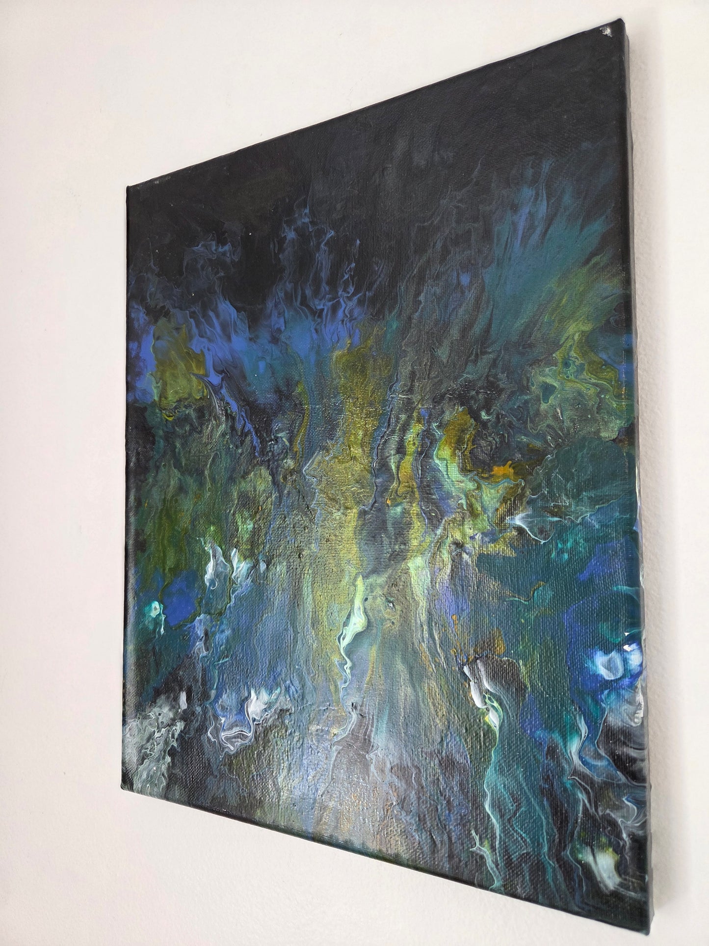 Original Abstract Acrylic Painting Blue Green Modern Fluid Art Contemporary Wall