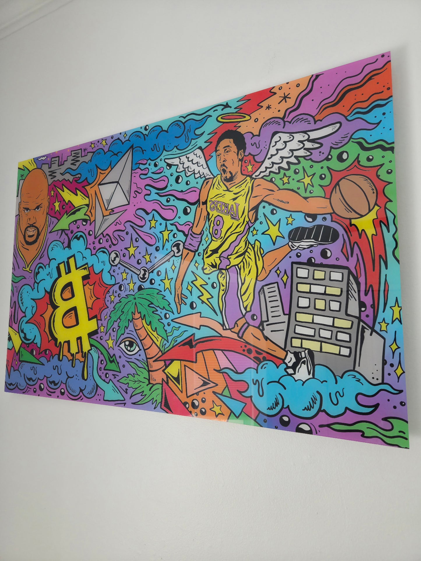 Pop Art Shaq Kobe NBA Basketball Crypto Bitcoin Urban Graffiti Acrylic Art Print