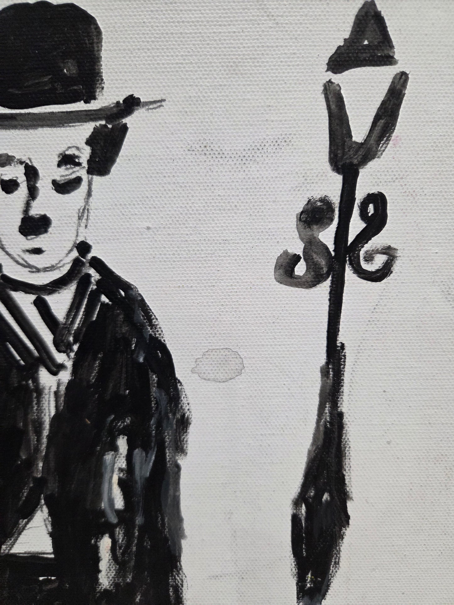 Original Painting On Canvas Charlie Chaplin Artwork Signed Art Film Decor 3 of 3