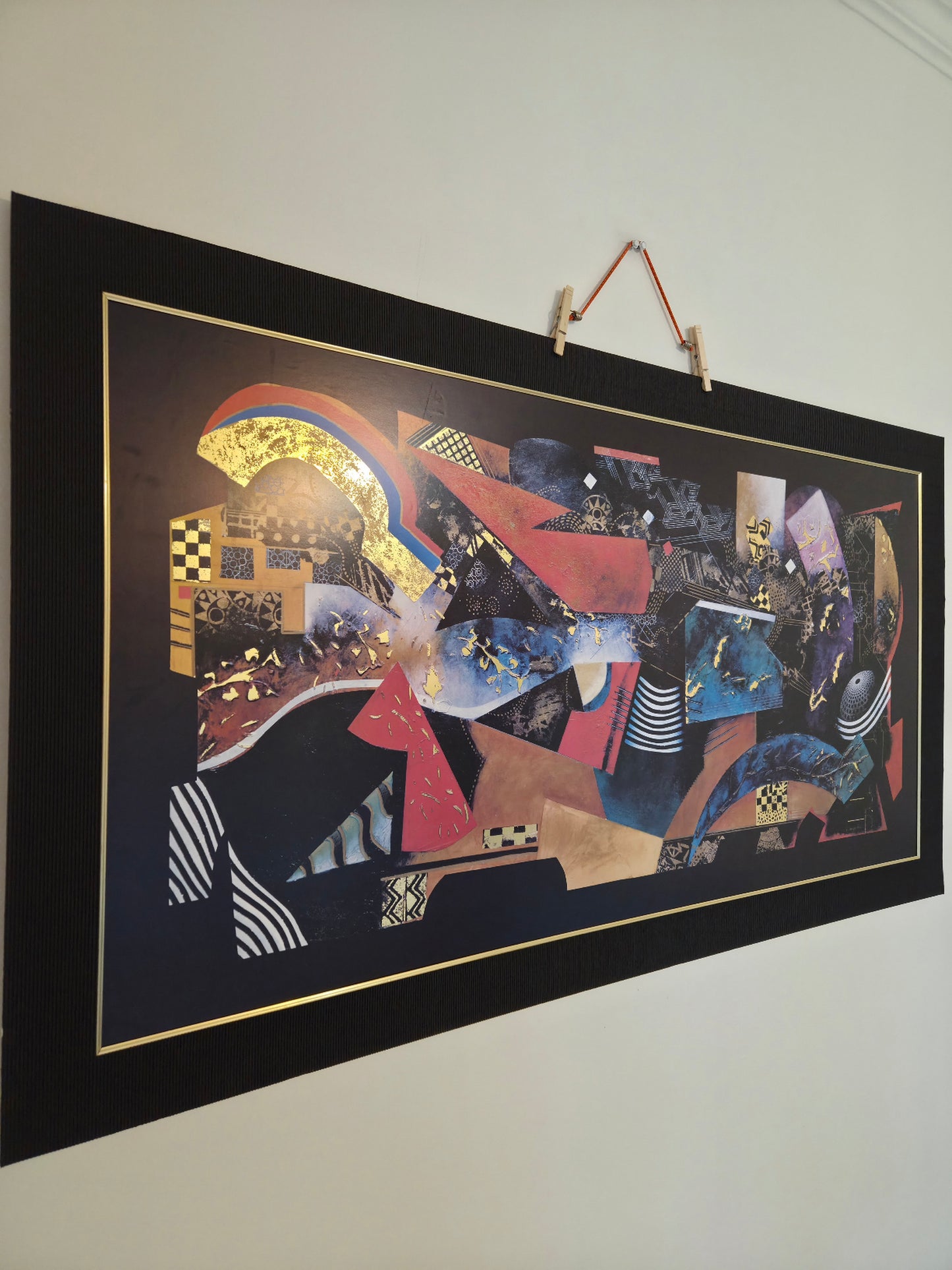 John Douglas "Momentary Lapse of Time" Large Abstract Framed Print Gold Leaf Art